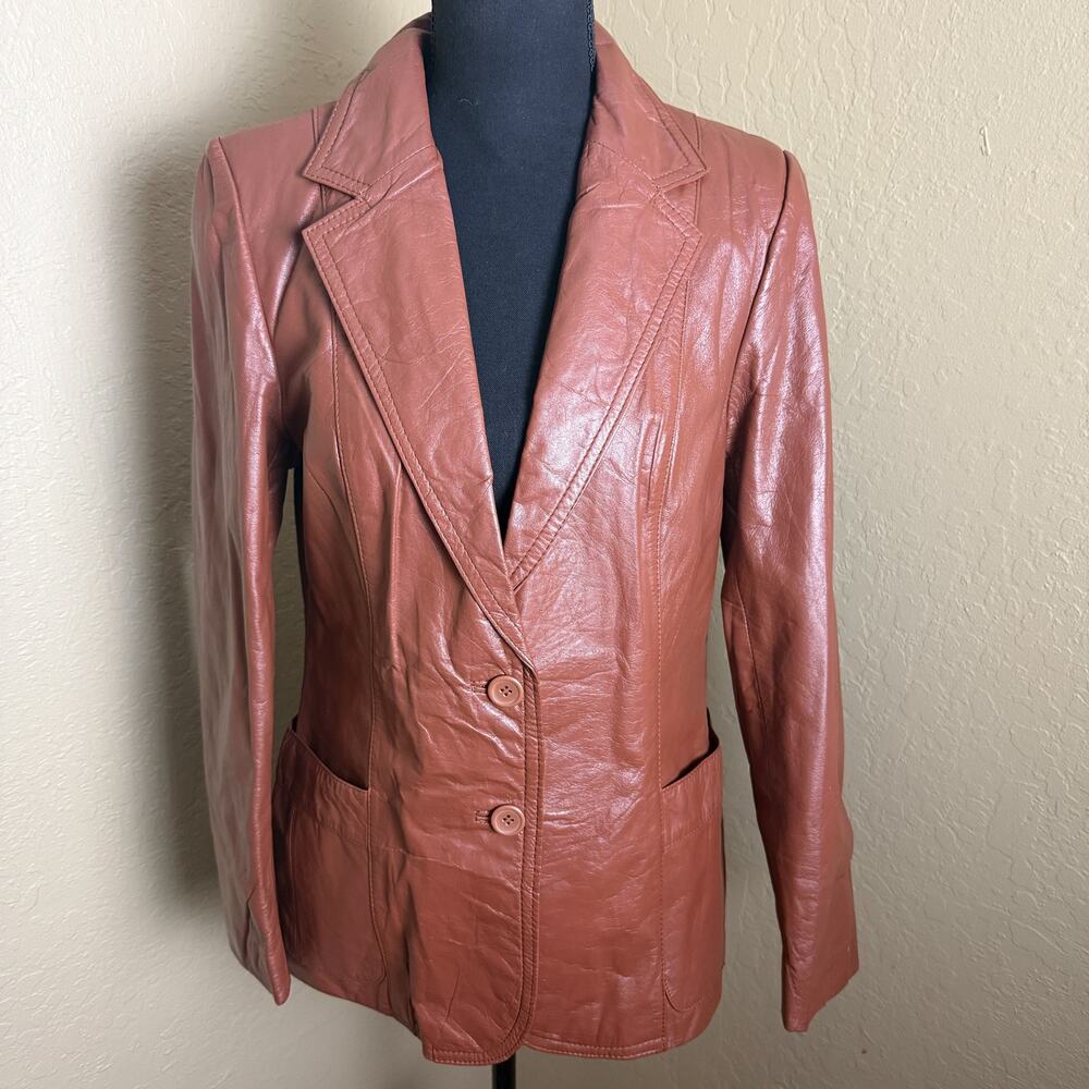 Vintage Anthony's Genuine Leather Blazer Jacket Brown Women's Size 12